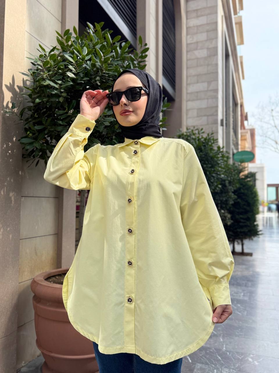 POPLİN GÖMLEK — SARI